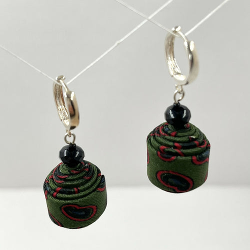 Boucles d'oreilles cachemire vert bouteille | EMPREINTES Paris - EMPREINTES Paris