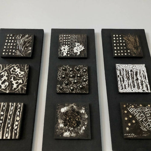 Bas relief tableau grès noir et porcelaine collection triptyque 5 | EMPREINTES Paris - EMPREINTES Paris