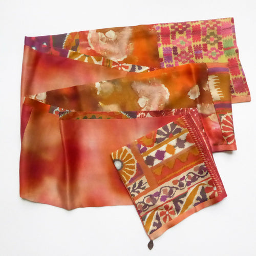Echarpe soie, ethno chic orangé | EMPREINTES Paris - EMPREINTES Paris