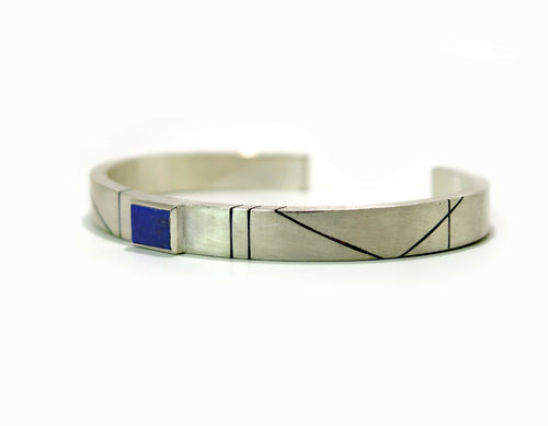 Bracelet jonc Argent et Lapis Lazuli | EMPREINTES Paris - EMPREINTES Paris