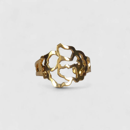 Bague plaqué or ajourée Bouton de rose | EMPREINTES Paris - EMPREINTES Paris