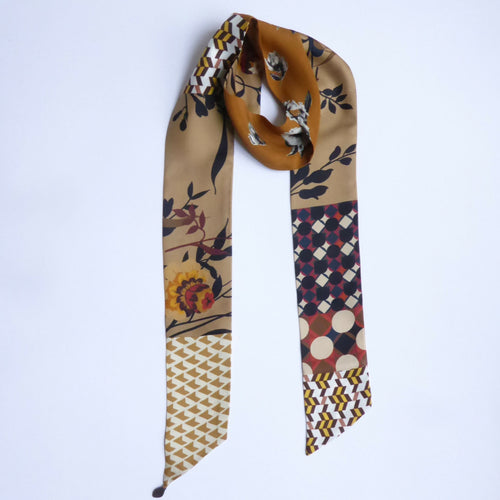 Bandeau soie - geometric flower camel | EMPREINTES Paris - EMPREINTES Paris