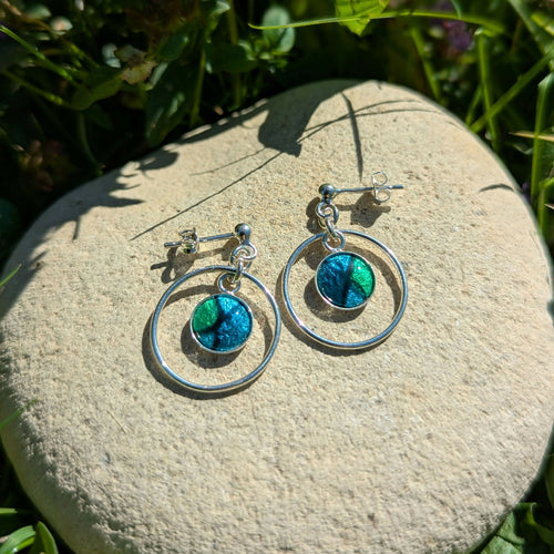 Puces d'oreilles en émail sur feuille d'argent - Petites Créoles | EMPREINTES Paris - EMPREINTES Paris