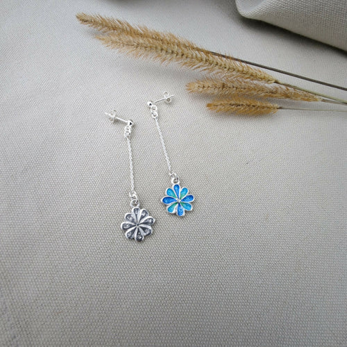Boucles d'oreilles Marguerite en émail champlevé sur argent | EMPREINTES Paris - EMPREINTES Paris