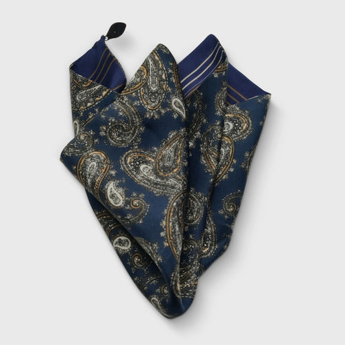 Pochette soie homme - cachemire stripe marine | EMPREINTES Paris - EMPREINTES Paris