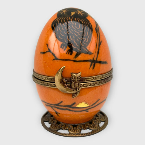 chouette_hibou_owl_automne_orange_noir_foret_fleur_floral_cadeau-decoration_paques_automate_oeuf-style-faberge_cadeau-naissance_bebe_fete-des-meres_noce-porcelaine_limoges_enfantin_romantique_original_oeuf-collection_boite-a-musique_oeuf-musical_fanex-france | EMPREINTES Paris - EMPREINTES Paris