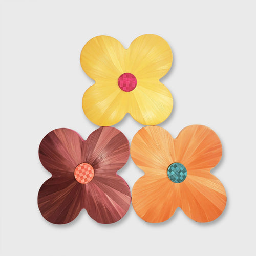 FlowerPower - fleur en marqueterie de paille bordeaux | EMPREINTES Paris - EMPREINTES Paris