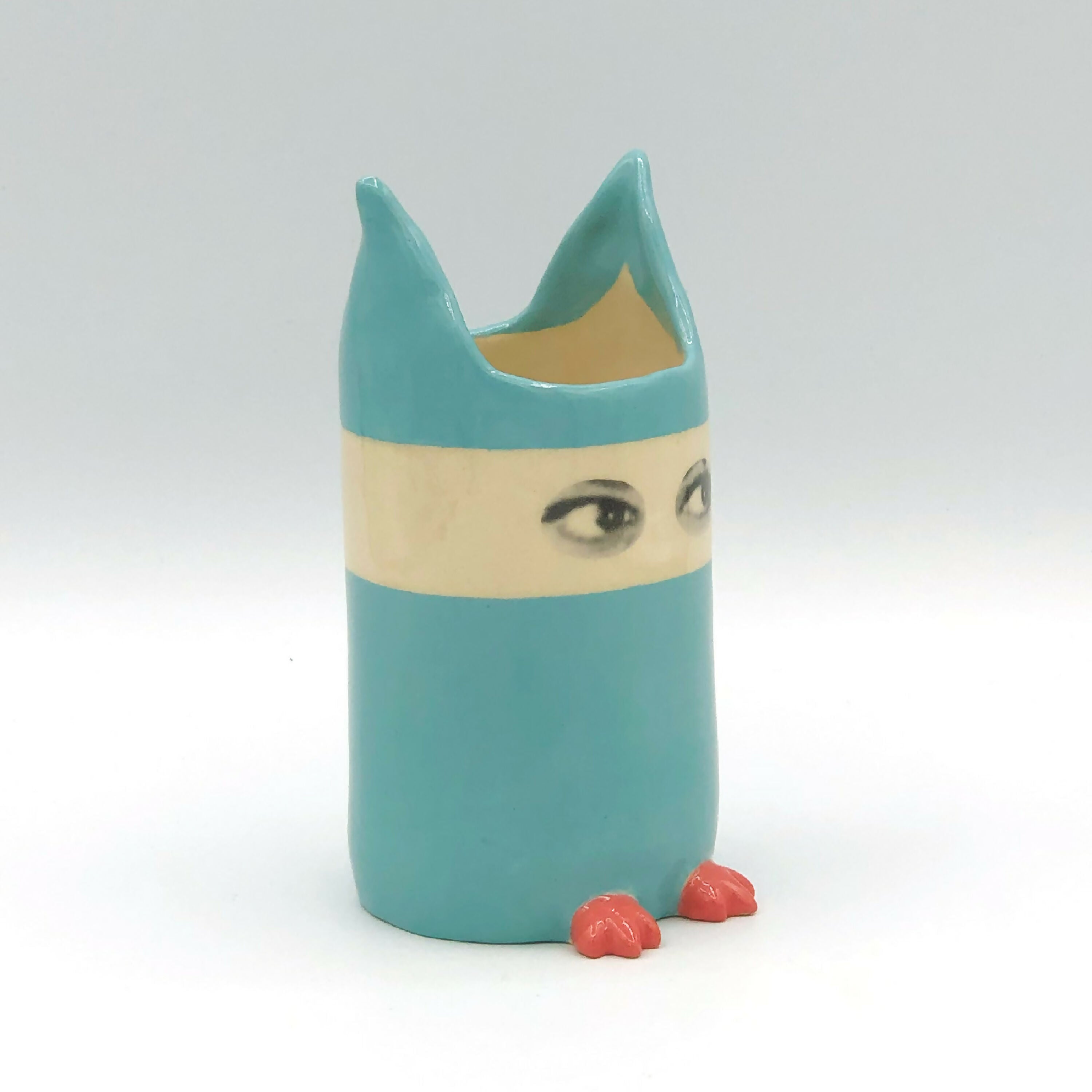 Vase Espionne bleu à bandeau, petit modèle | EMPREINTES Paris