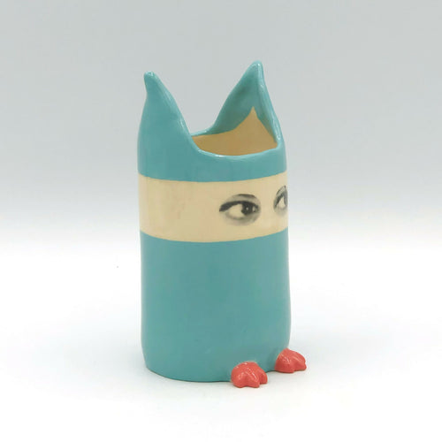 Vase Espionne bleu à bandeau, petit modèle | EMPREINTES Paris - EMPREINTES Paris