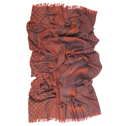 Écharpe Maxi Coton Soie Bourgogne Orange PLANETARIUM | EMPREINTES Paris - EMPREINTES Paris