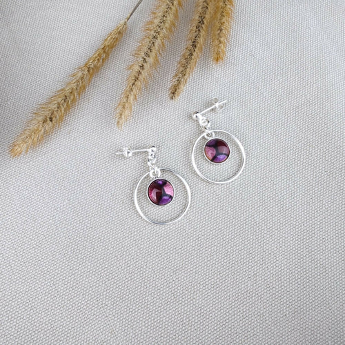 Puces d'oreilles en émail sur feuille d'argent - Petites Créoles | EMPREINTES Paris - EMPREINTES Paris