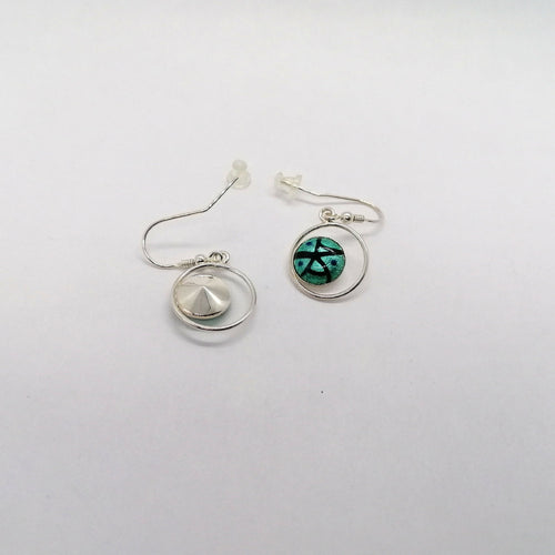 Boucles d'oreilles en émail sur feuille d'argent - Turquoise | EMPREINTES Paris - EMPREINTES Paris