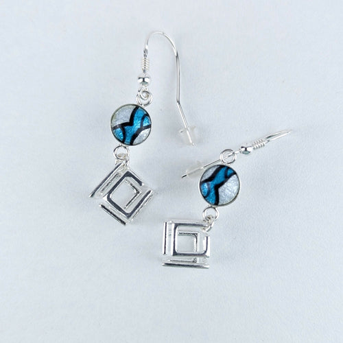 Boucles d'oreilles pendantes - Cubes suspendus - en émail et argent | EMPREINTES Paris - EMPREINTES Paris