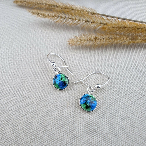 Boucles d'oreilles en émail sur feuille d'argent - Petits ronds | EMPREINTES Paris - EMPREINTES Paris