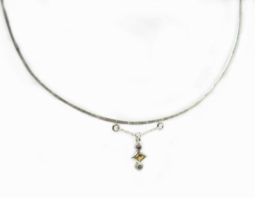 Collier torque fin Grenat, citrine et tourmaline | EMPREINTES Paris - EMPREINTES Paris