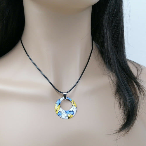 Pendentif Couleurs de Feux en émail sur cuivre lavande | EMPREINTES Paris - EMPREINTES Paris