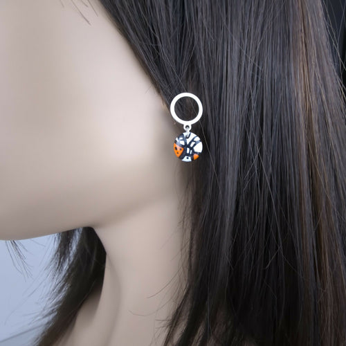 Puces d’oreilles Pop Art en Émail sur cuivre - Orange | EMPREINTES Paris - EMPREINTES Paris