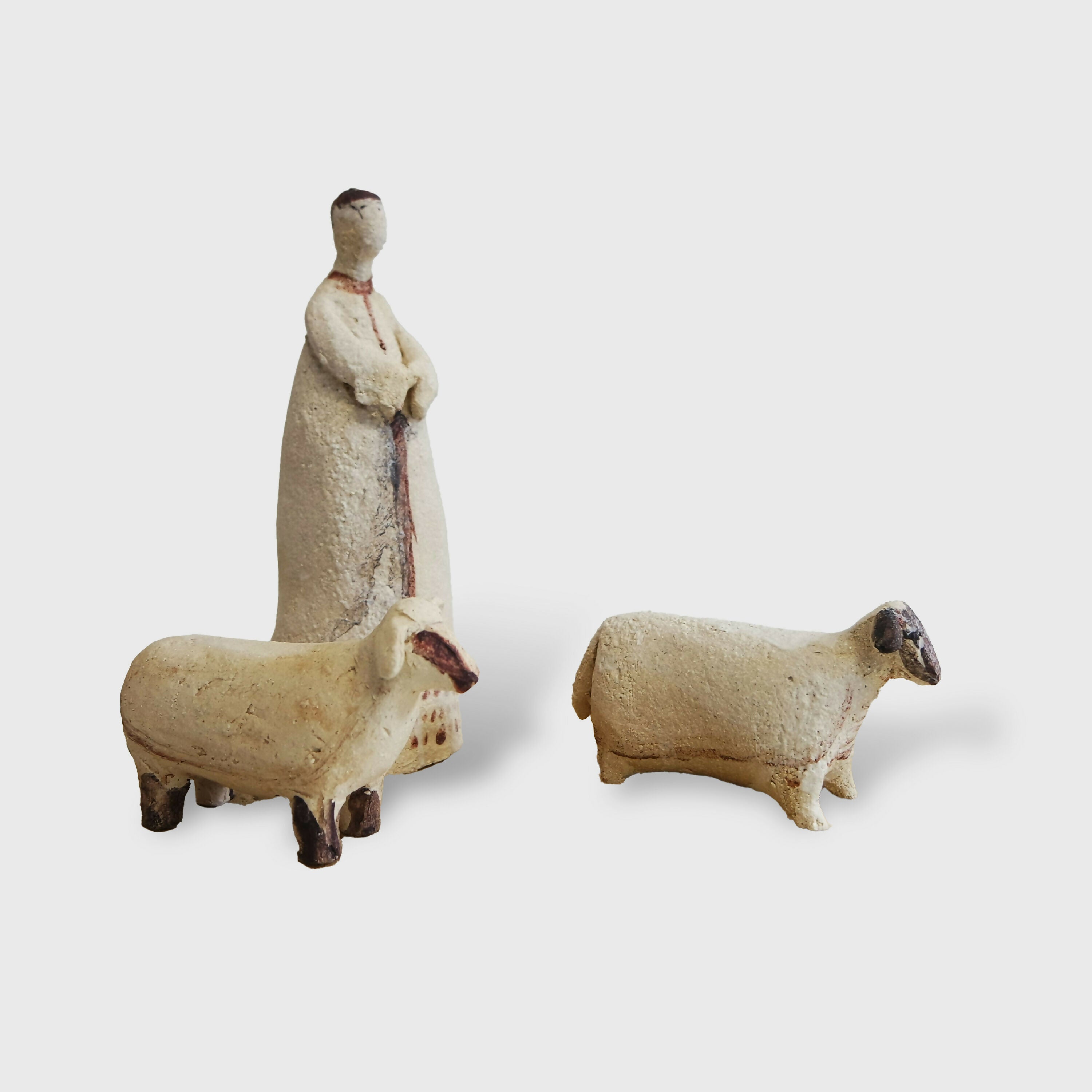 Sculpture Berger et moutons_complément de la Crèche de Noël | EMPREINTES Paris