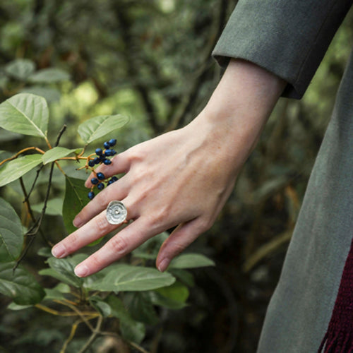 Bague en argent massif, Motif rondelle de bois | EMPREINTES Paris - EMPREINTES Paris