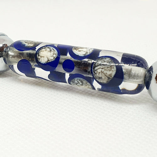 Pelle à tarte en verre de Murano - Cristal à pois bleu et ivoire lapis | EMPREINTES Paris - EMPREINTES Paris