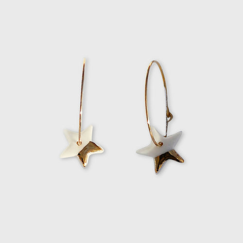 Créoles Etoiles en porcelaine et or | EMPREINTES Paris - EMPREINTES Paris