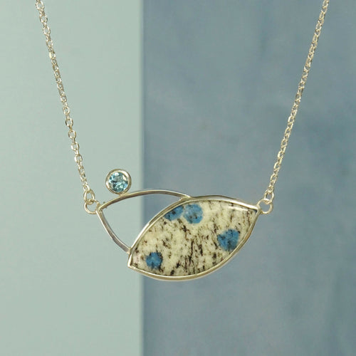 Pendentif Galaxie bleue en argent avec Jaspe K2 et Topaze - lumiss design copie | EMPREINTES Paris - EMPREINTES Paris