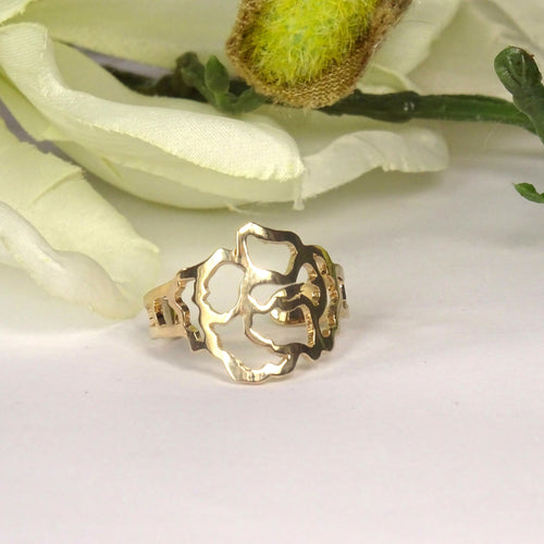 Bague plaqué or ajourée Bouton de rose | EMPREINTES Paris - EMPREINTES Paris