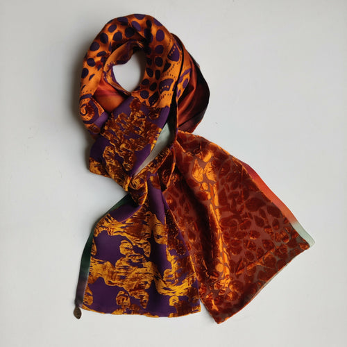 Écharpe soie- velours jacquard orange | EMPREINTES Paris - EMPREINTES Paris