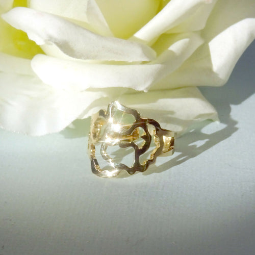Bague plaqué or ajourée Bouton de rose | EMPREINTES Paris - EMPREINTES Paris