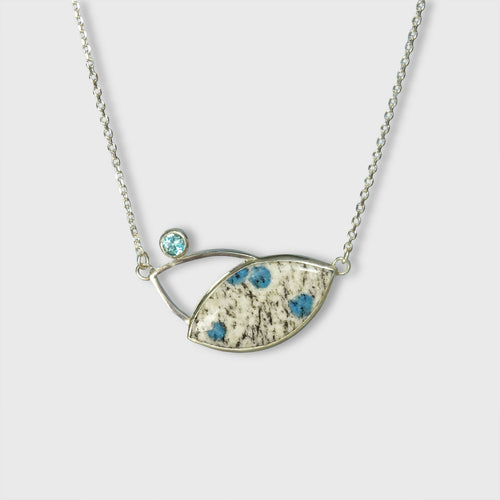 Pendentif Galaxie bleue en argent avec Jaspe K2 et Topaze - lumiss design copie | EMPREINTES Paris - EMPREINTES Paris