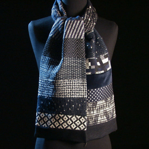 Écharpe hivernale homme- marine blanc | EMPREINTES Paris - EMPREINTES Paris