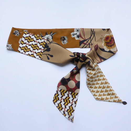 Bandeau soie - geometric flower camel | EMPREINTES Paris - EMPREINTES Paris