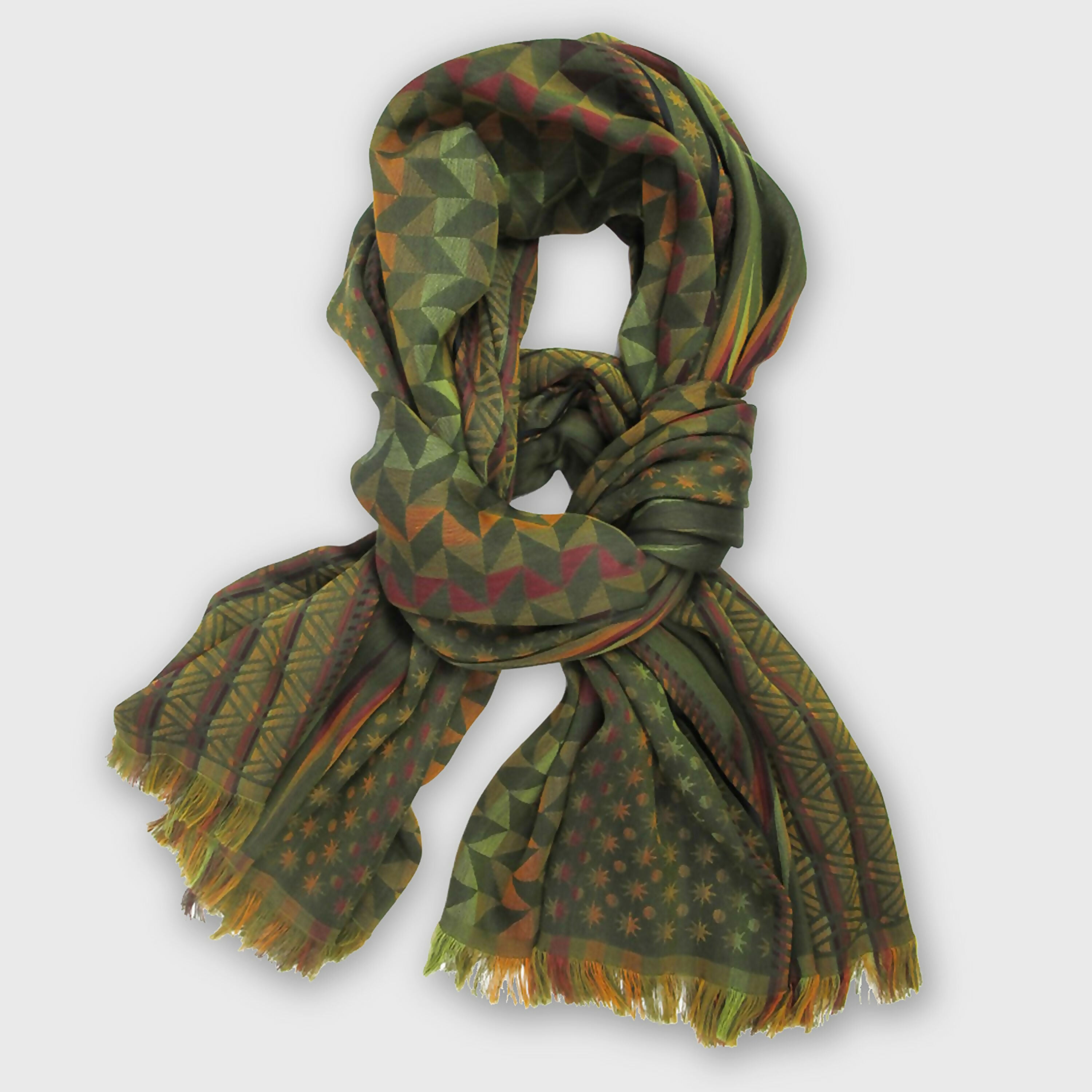 Écharpe Maxi Coton Soie Multico kaki PLANETARIUM | EMPREINTES Paris
