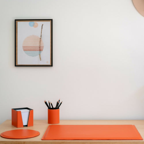 Bloc cube papier Savines cuir Tangerine | EMPREINTES Paris - EMPREINTES Paris