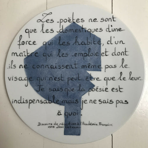 Assiette murale Poésie Jean Cocteau | EMPREINTES Paris - EMPREINTES Paris