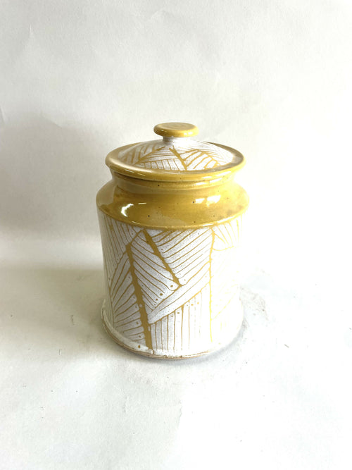 Boîte jaune et blanche motifs géométriques | EMPREINTES Paris - EMPREINTES Paris