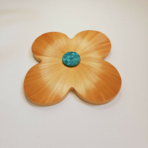 FlowerPower - fleur en marqueterie de paille orange et vert | EMPREINTES Paris - EMPREINTES Paris
