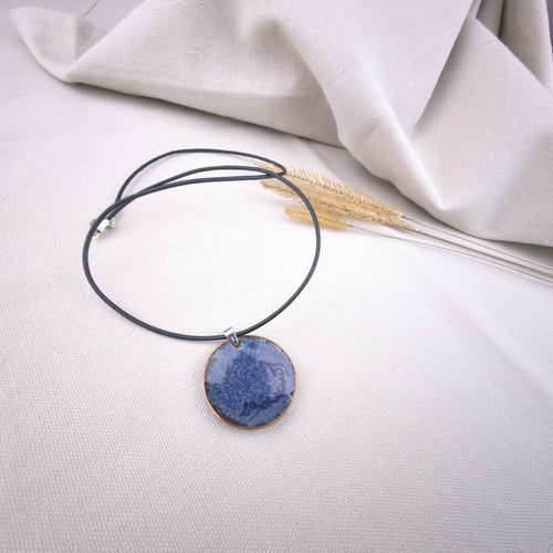 Collier en émail sur paillon d'argent - Lumière & Élégance - Rouge/Jaune | EMPREINTES Paris - EMPREINTES Paris