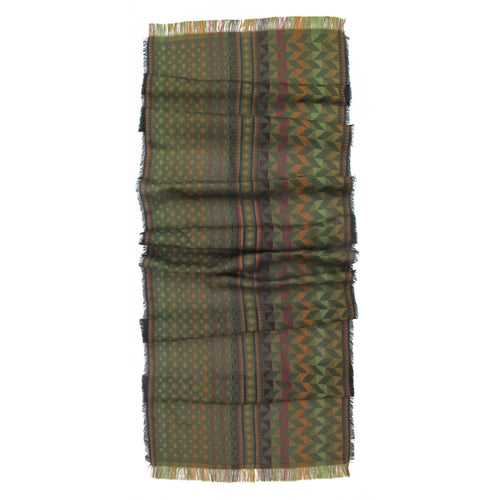 Écharpe midi coton soie multico kaki comète étoile | EMPREINTES Paris - EMPREINTES Paris