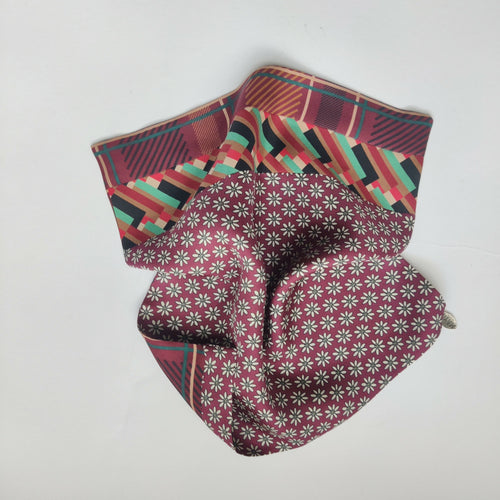 Pochette soie homme - flower check rouge | EMPREINTES Paris - EMPREINTES Paris