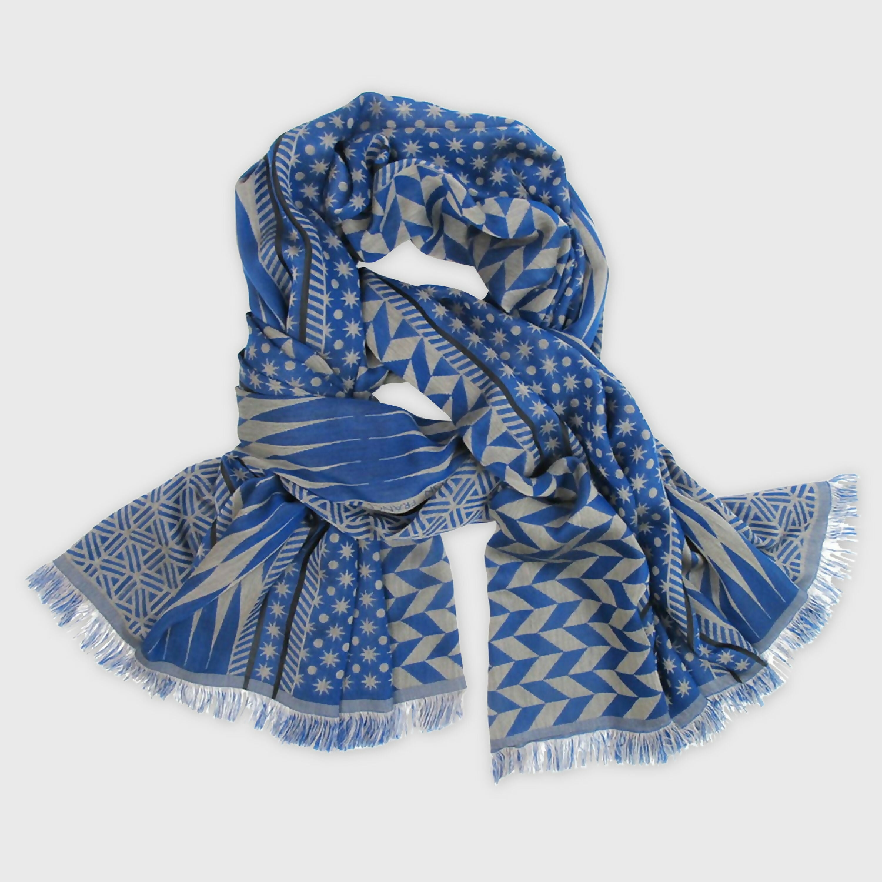 Écharpe Maxi Coton Soie Bleu Sable PLANETARIUM | EMPREINTES Paris