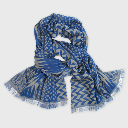 Écharpe Maxi Coton Soie Bleu Sable PLANETARIUM | EMPREINTES Paris - EMPREINTES Paris