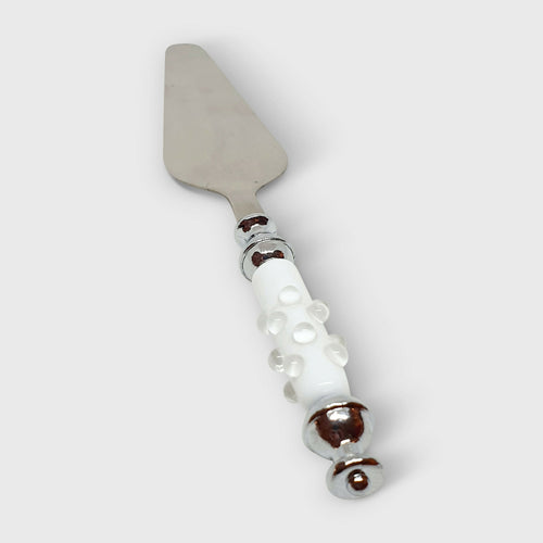 Pelle à tarte en verre de Murano blanc et cristal - Rosée hivernale | EMPREINTES Paris - EMPREINTES Paris