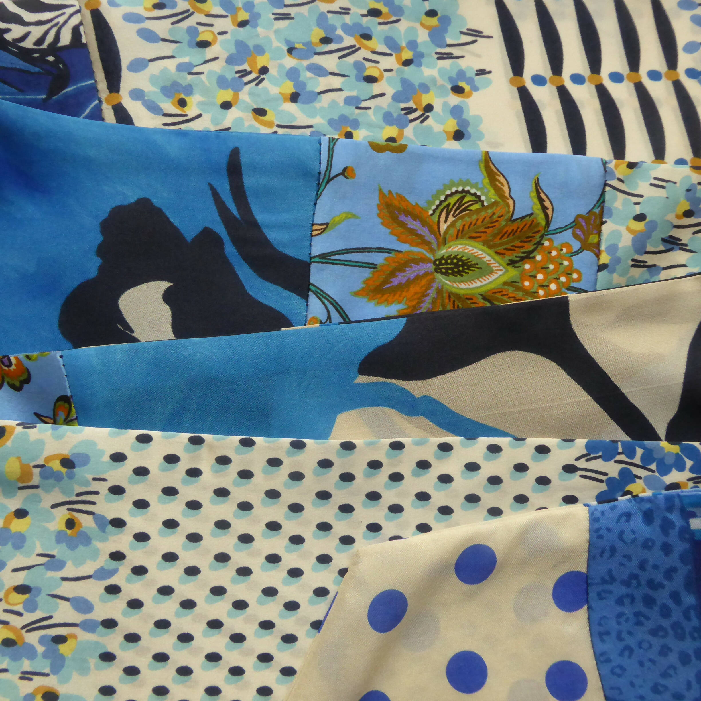 Bandeau soie blue mosaique | EMPREINTES Paris