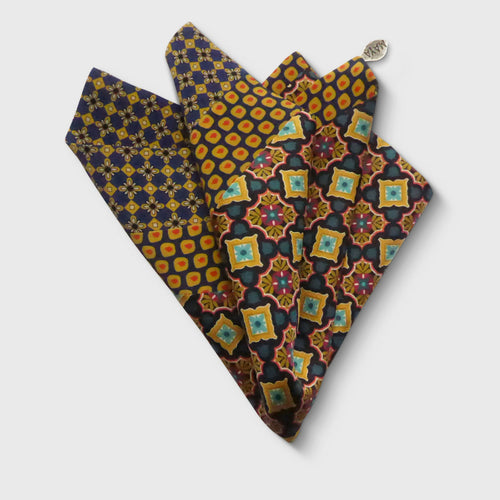 Pochette soie homme - Mosaique blue | EMPREINTES Paris - EMPREINTES Paris