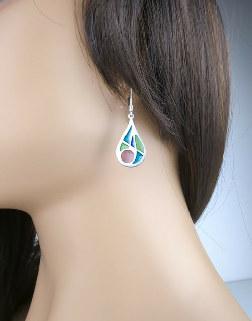 Boucles d’oreilles, les gouttes – Émail Plique-à-Jour et Argent | EMPREINTES Paris - EMPREINTES Paris