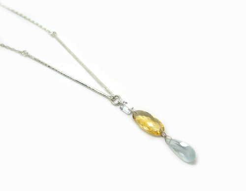 Collier long Argent, citrine et Aigue marine | EMPREINTES Paris - EMPREINTES Paris