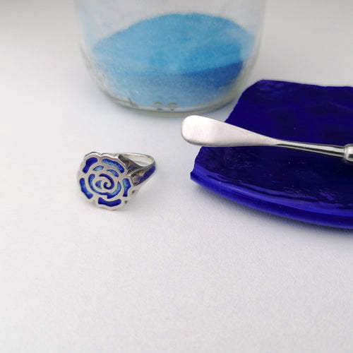 Bague La Rose en émail champlevé sur argent | EMPREINTES Paris - EMPREINTES Paris