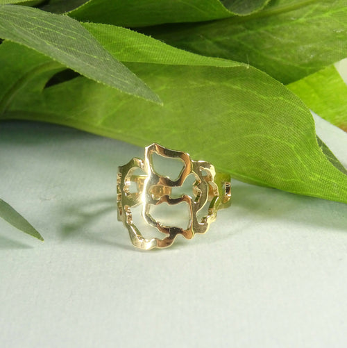 Bague plaqué or ajourée Bouton de rose | EMPREINTES Paris - EMPREINTES Paris