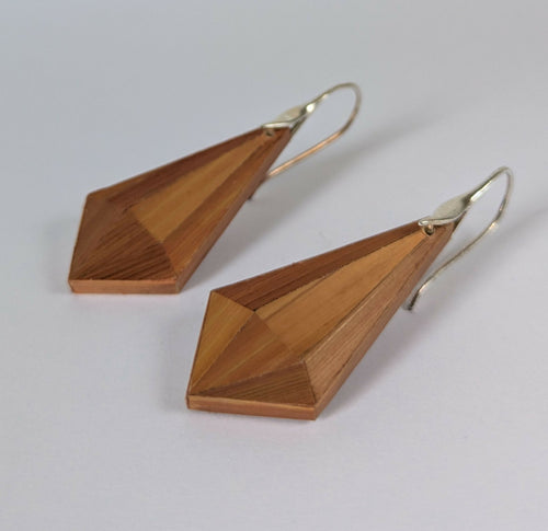 Boucles d'oreilles Cristal avec marqueterie de paille Cuivre - crochets argent | EMPREINTES Paris - EMPREINTES Paris